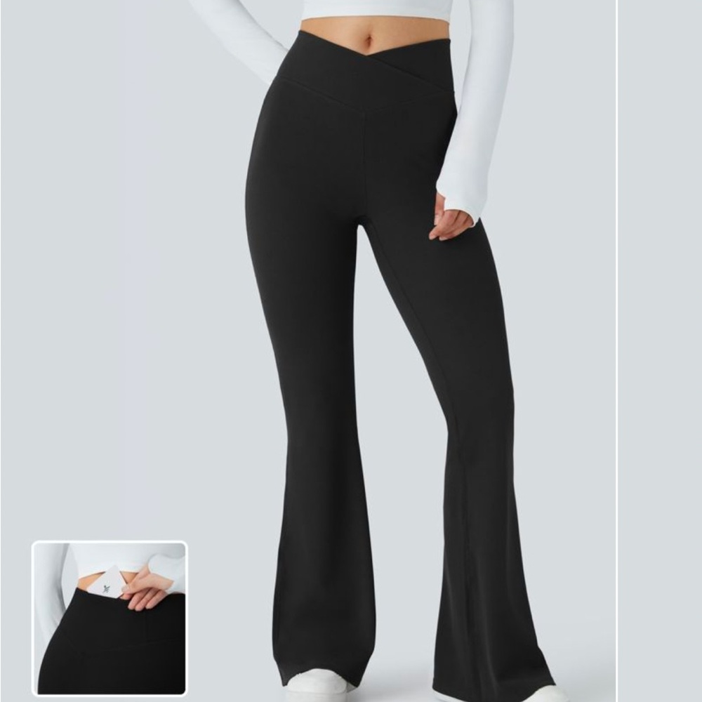 High Waisted Waffle Flare Pants